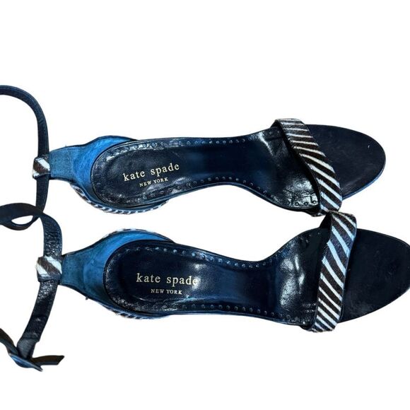 Revolve Kate Spade Hedy Pony Hair Leather Open Toe Ankle Strap Heels Sandals - Picture 5 of 12